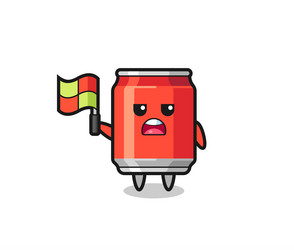 drink can character as line judge putting vector image