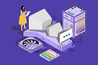 messaging service concept in 3d isometric design vector image