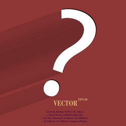 Question mark flat modern web button with long vector