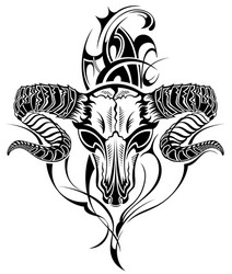Skull Goat Tattoo Art Vector Image