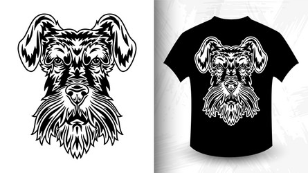 Vintage Dog Face - Monochrome T-Shirt Art Vector Image