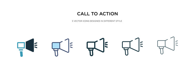 Call to action icon in different style two vector