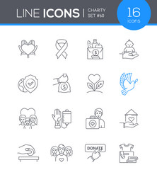 charity - modern line design style icon set vector