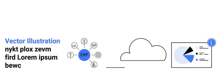 erp system connected to cloud with financial data vector image