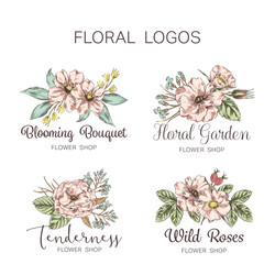 Flower shop business card with logo Royalty Free Vector
