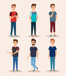 Group of young men vector