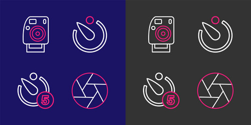 set line camera shutter timer and photo vector image