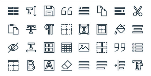 text editor line icons linear set quality vector image