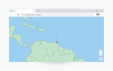 Browser window with map of trinidad and tobago vector