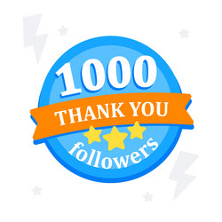 celebrating social media milestone 1000 thank you vector