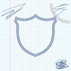 Shield security line sketch icon isolated on white vector