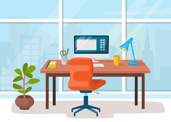workplace cabinet office workspace with table vector image