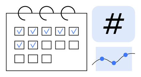 calendar with check marks and analytics vector image