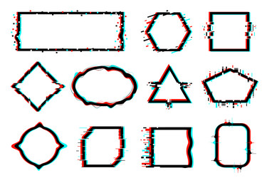 glitch effect frames different shapes distorted vector image