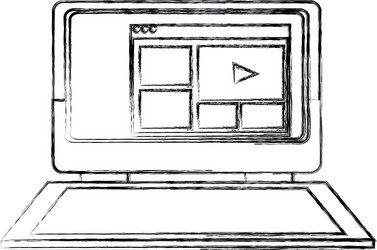 laptop with screen video play button page web vector image