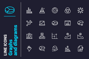 Report for graphs and diagrams icons set vector