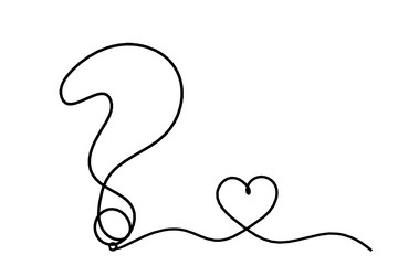 abstract question mark with heart as continuous vector image