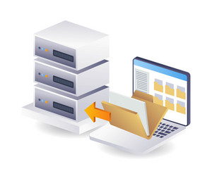 computer folder data with technology server vector image