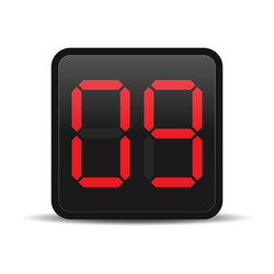 digital countdown display with red number 9 vector image