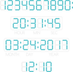 lcd numbers time and date for electronic device vector image