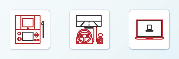 set line laptop portable video game console vector image