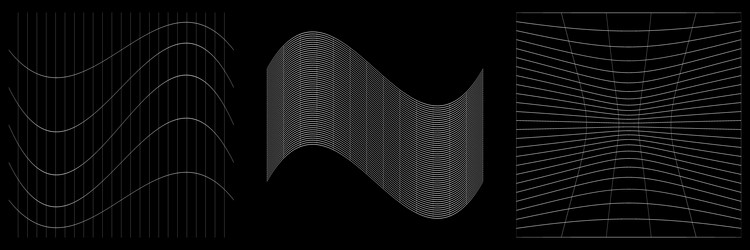 set of deformed distorted grids meshes flex vector image