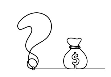 abstract question mark with dollar as continuous vector image