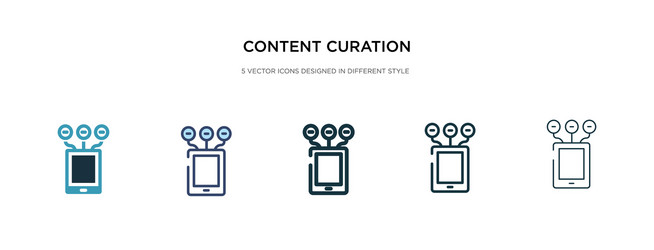 content curation icon in different style two vector image