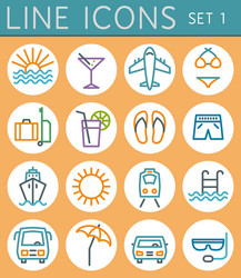 travel line icons set web design elements vector image