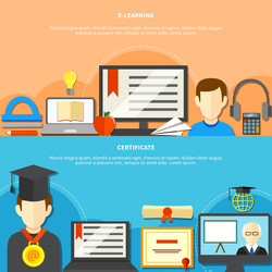 two flat learning banner set vector