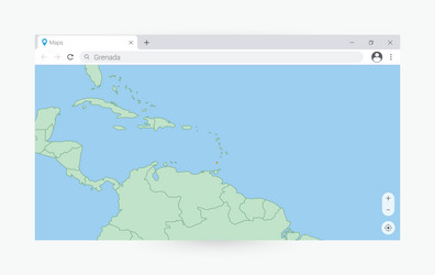 Browser window with map of grenada searching vector