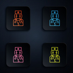 Color neon line robot doctor icon isolated vector