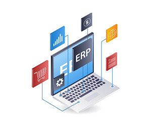 computer network erp business technology vector image