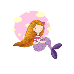 cute cartoon little mermaid siren sea theme Vector Image