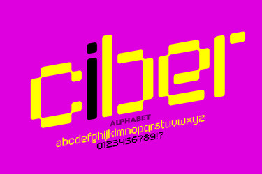 cyber digital style font design alphabet letters vector image
