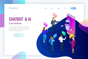 Isometric artificial intelligence chat bot vector