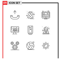 Mobile interface outline set 9 pictograms vector