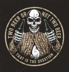 Vintage Beer Emblem - Skull & Bottles Vector Image