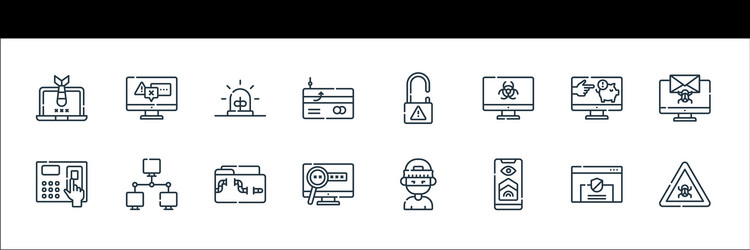 Hacker line icons linear set quality vector