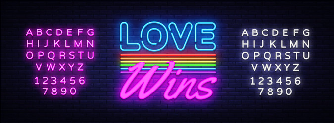 Love Wins Neon Sign - LGBTQ+ Pride Vector Image