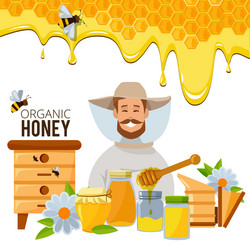 Poster template of apiary theme vector