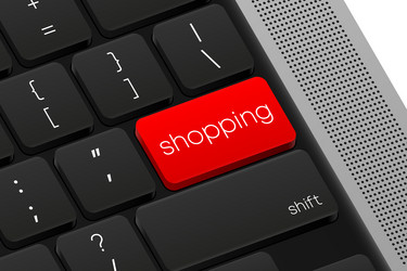 shopping button computer keyboard word on pc vector image