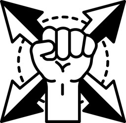 a fist with four arrows pointing in different vector image