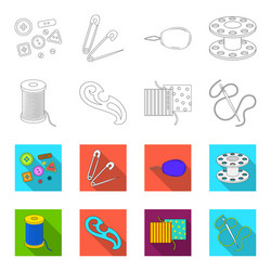 a spool with threads needle curl seam vector image