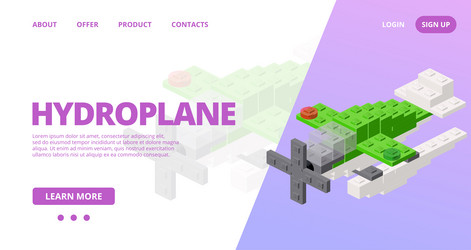 web template with a hydroplane vector image