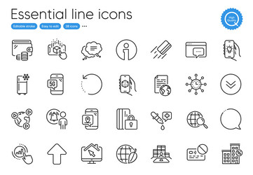 graph chart scroll down and wallet line icons vector image