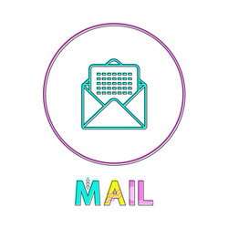 mail round bright linear icon with envelope symbol vector image