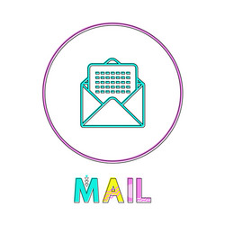 Mail round bright linear icon with envelope symbol vector