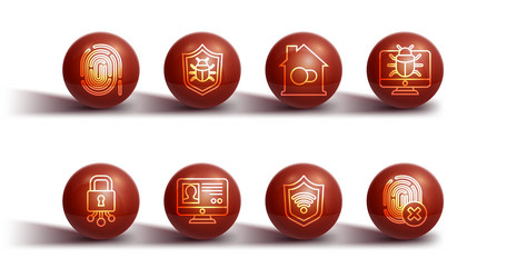 set line fingerprint cyber security system bug vector image