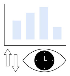 time-focused analytics with bar graph arrows vector image